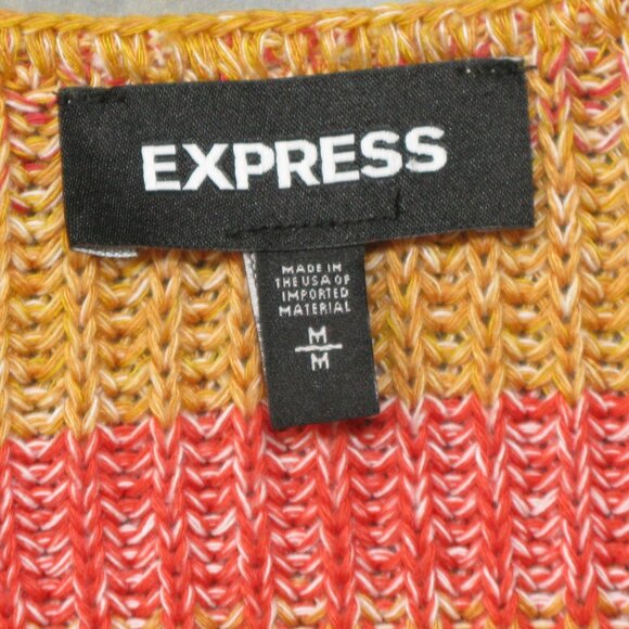 Express Warm Pastel Stripe Boxy V-Neck Sweater Size Medium - Picture 6 of 6